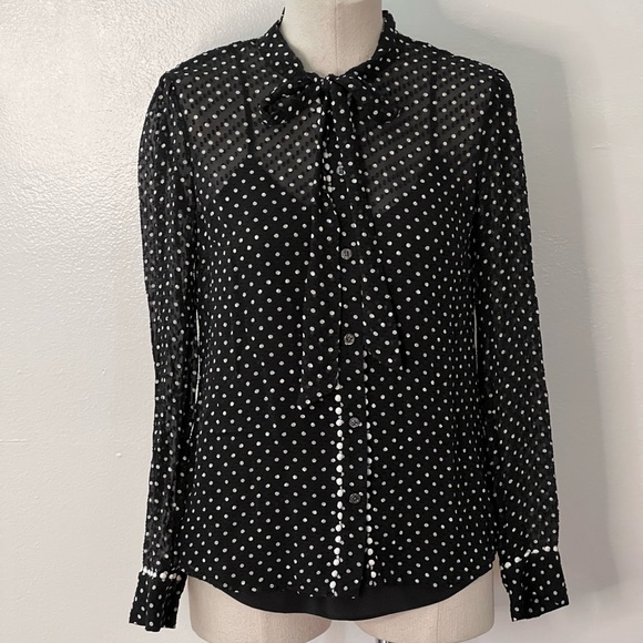 JCrew Swiss Dot Silk Button Down Blouse with Detachable Camisole - Picture 1 of 7